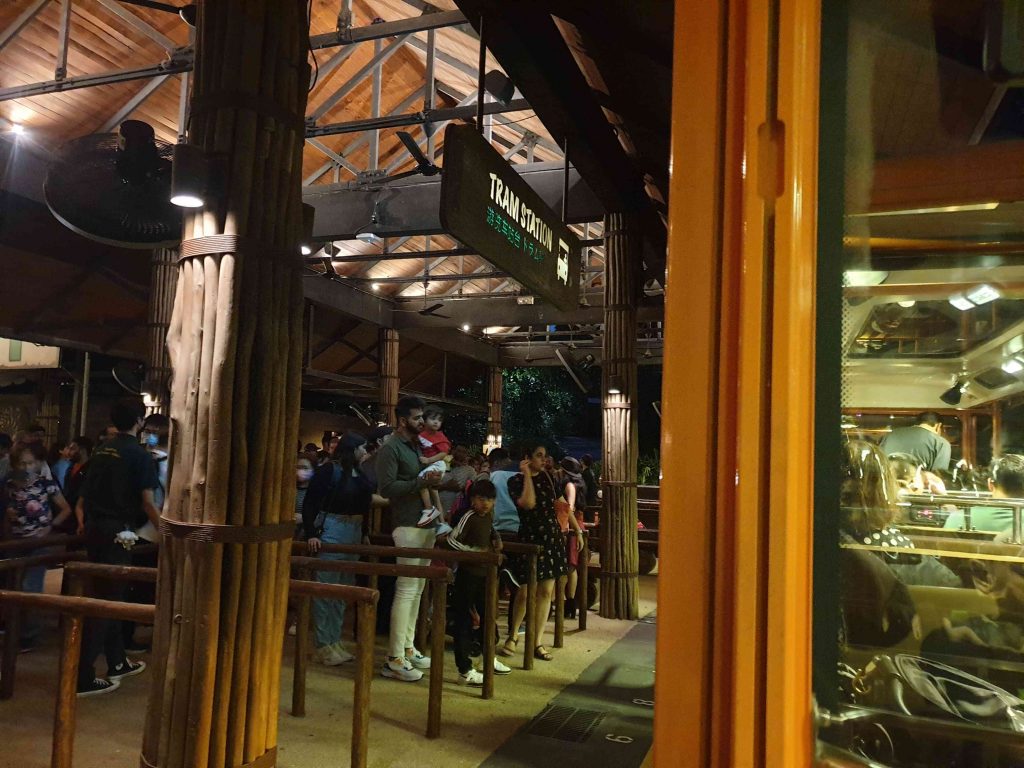 Tram station Queue at Night Safari Singapore