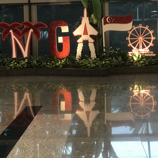 Singapore name board decoration at Changi Airport