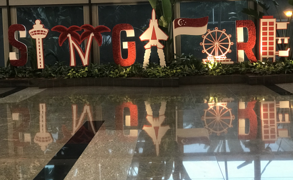 Singapore name board decoration at Changi Airport