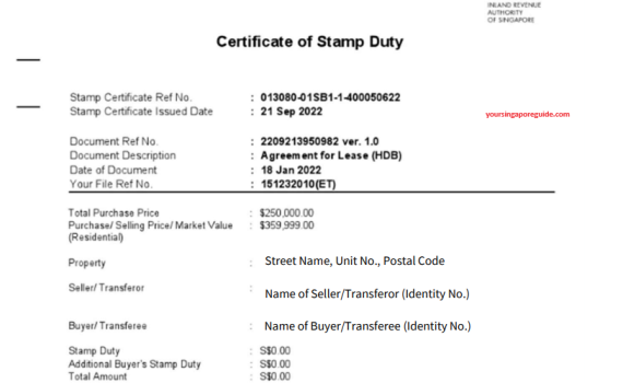 Stamp Duty Certificate Singapore