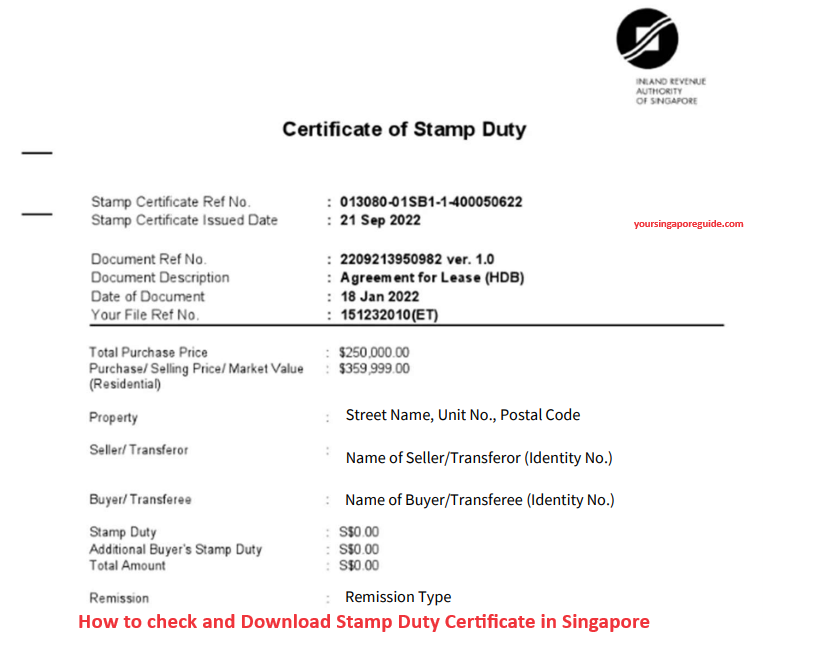 Stamp Duty Certificate Singapore
